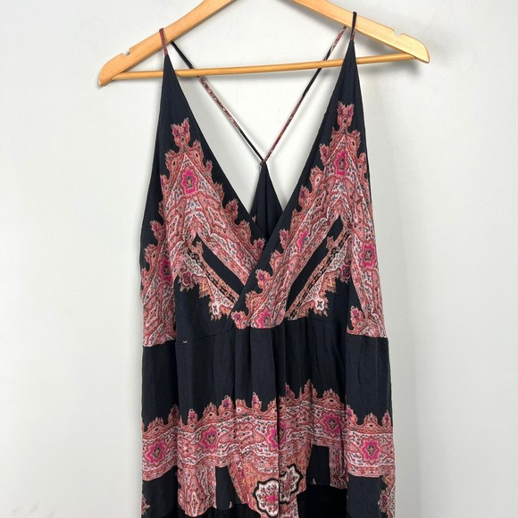 Free People Heart Snatcher Paisley Print Wide Leg Jumpsuit S Boho Festival Beach - Picture 3 of 10